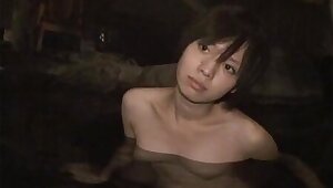 Subtitled first time Japanese lesbian hot spring bathing